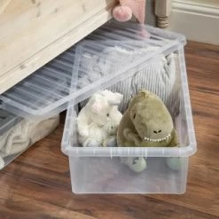B&M Jumbo Underbed Storage Box With Lid 42L - Clear -Hot Sale Household Items 257918 42l jumbo underbed storage box with lid clear 4