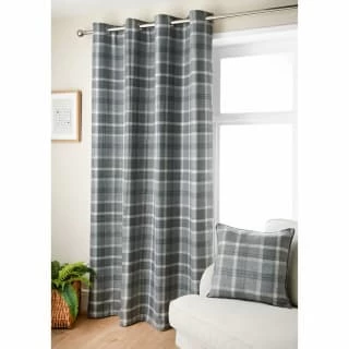 B&M Oakland Traditional Woven Grey Check Curtains 66 X 72" 1 B&M Oakland Traditional Woven Grey Check Curtains 66 X 72"