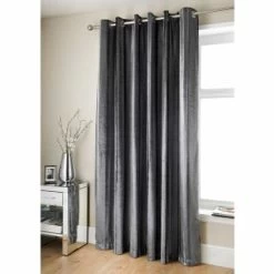B&M Charcoal Jasmine Sparkle Velvet Eyelet Curtains 46 X 72"