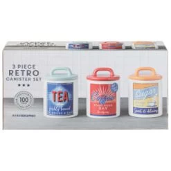 B&M Retro Canister Set 3pc -Hot Sale Household Items 356953 storage canisters retro tea coffee sugar main