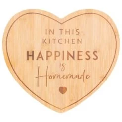 B&M Heart Bamboo Chopping Board With Slogan
