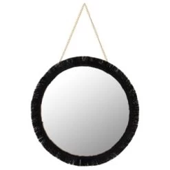 B&M Fringe Round Hanging Mirror - Black