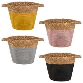 B&M Small Two Tone Wicker Basket - Ochre 2 B&M Small Two Tone Wicker Basket - Ochre - Image 2