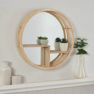 B&M Bamboo Mirror With Shelf - Natural Wood 1 B&M Bamboo Mirror With Shelf - Natural Wood