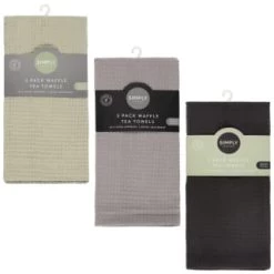 Simply Everyday Waffle Tea Towels 3pk - Black 7 Simply Everyday Waffle Tea Towels 3pk - Black -Hot Sale Household Items 380223 380224 380225 3pk simply everyday waffle teal towels main 2
