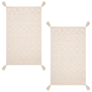 B&M Homestead Embossed Tea Towels With Tassels 2pk - Natural 3 B&M Homestead Embossed Tea Towels With Tassels 2pk - Natural - Image 3