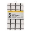 B&M Essentials Check Tea Towels - Black 5pk