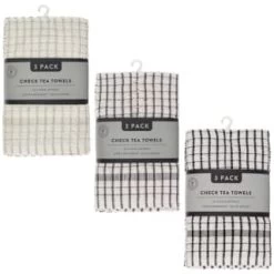 B&M Grey Check Tea Towels 3pk -Hot Sale Household Items 380305 380307 380309 3pk check tea towels main 2