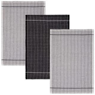 B&M Check Tea Towels - Black 3pk 2 B&M Check Tea Towels - Black 3pk - Image 2