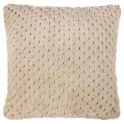 B&M Waffle Faux Fur Cushion - Natural