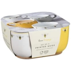 B&M Bee Happy Printed Mugs - 4pk -Hot Sale Household Items 380506 4pk printed mugs bee happy 2