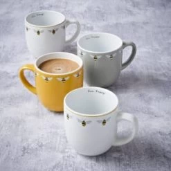 B&M Bee Happy Printed Mugs - 4pk -Hot Sale Household Items 380506 4pk printed mugs bee happy