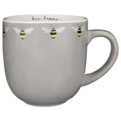 B&M Bee Happy Printed Mugs - 4pk -Hot Sale Household Items 380506 4pk printed mugs bee happy grey