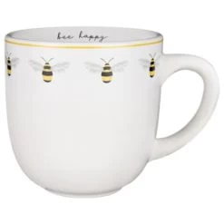 B&M Bee Happy Printed Mugs - 4pk -Hot Sale Household Items 380506 4pk printed mugs bee happy white