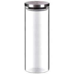B&M Large Glass Cannister With Stainless Steel Lid