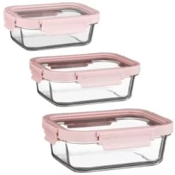 B&M Pink Glass Food Container - Small -Hot Sale Household Items 380659 380660 380661 glass food container pink large 1