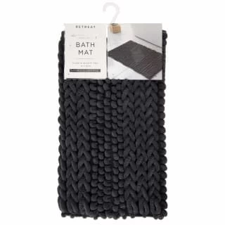 Retreat Knitted Bath Mat 50 X 80cm - Charcoal 1 Retreat Knitted Bath Mat 50 X 80cm - Charcoal