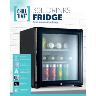 B&M Chill Time Mini Bar Fridge 30L 4 B&M Chill Time Mini Bar Fridge 30L - Image 4