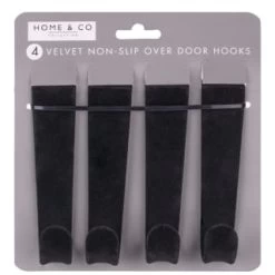 B&M Velvet Overdoor Hooks 4pk - Black -Hot Sale Household Items 383665 4 velvet non slip over door hooks black