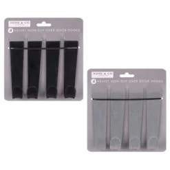 B&M Velvet Overdoor Hooks 4pk - Black -Hot Sale Household Items 383665 4 velvet non slip over door hooks main