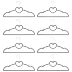 B&M Velvet Heart Shaped Hangers 8pk - Grey -Hot Sale Household Items 383671 8pk velvet shaped hangers hearts grey