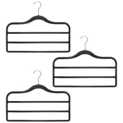B&M Velvet Trouser Hangers 3pk - Black -Hot Sale Household Items 383688 3pk pure velvet trouser hangers black