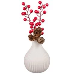 B&M White Vase With Berries