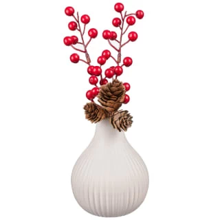 B&M White Vase With Berries 1 B&M White Vase With Berries