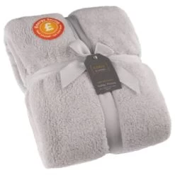 B&M Cosy At Home Silver Teddy Throw