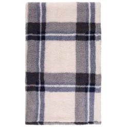 Simply Everyday Check Sherpa Throw - Navy -Hot Sale Household Items 388694 navy check sherpa throw 2