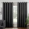 B&M Colorado Hopsack Fully Lined Charcoal Eyelet Curtains 46 X 54"