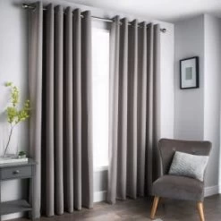 B&M Oxford Grey Black Out Curtains With Eyelets 90 X 90"