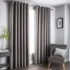 B&M Oxford Grey Black Out Curtains With Eyelets 46 X 54"