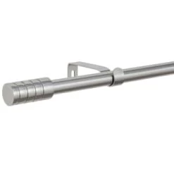 B&M Small Silver Barrel Curtain Pole 122-213cm