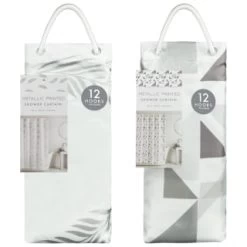 B&M Metallic Printed Shower Curtain - Silver Leaves -Hot Sale Household Items 390584 printed shower curtain group