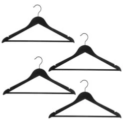 B&M Matt Black Wooden Hangers 4pk -Hot Sale Household Items 392148 4pk matte black wooden hangers 2