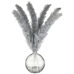B&M Grey Pampas In Glass Vase