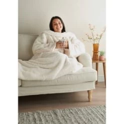 Home Essentials Teddy TV Blanket - Cream -Hot Sale Household Items 393427 home essentials teddy tv blanket cream