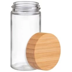 Hot Sale Household Items -Hot Sale Household Items 394437 set of 4 glass spice jars with bamboo wood lid and base 2