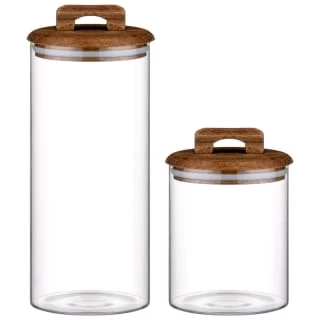 B&M Large Glass Jar With Acacia Wood Lid 4 B&M Large Glass Jar With Acacia Wood Lid - Image 4