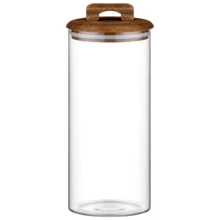B&M Large Glass Jar With Acacia Wood Lid 1 B&M Large Glass Jar With Acacia Wood Lid