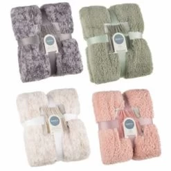 B&M Simply Two Tone Teddy Throw - Grey -Hot Sale Household Items 394924 394926 394927 394928 simply plain teddy throw group