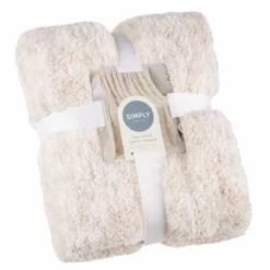 B&M Simply Two Tone Teddy Throw - Natural