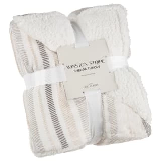 Winston Grey Stripe Sherpa Throw 1 Winston Grey Stripe Sherpa Throw