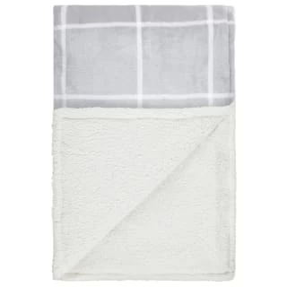 Winston Grey Check Sherpa Throw 2 Winston Grey Check Sherpa Throw - Image 2