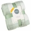 Simply Sage & Gingham Polar Fleece Throw 2pk
