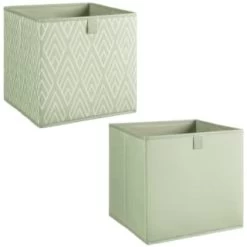 Lokken Printed Storage Cubes 2pk - Sage Diamond -Hot Sale Household Items 395843 2pk printed lokken storage cubes sage diamond 3