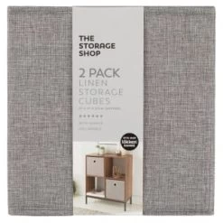 New Arrival -Hot Sale Household Items 395851 2pk linen lokken storage cubes grey 2