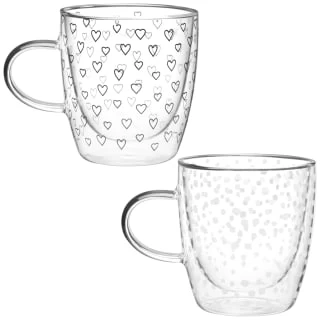 B&M Printed Double Wall Glass Mug - Spots 2 B&M Printed Double Wall Glass Mug - Spots - Image 2