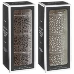 B&M Printed Glass Stackable Storage Jars 3pc - White -Hot Sale Household Items 396484 3pk printed glass stackable storage jars group